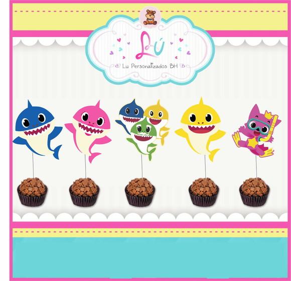 Toppers para Docinhos Baby Shark- 50 Unidades