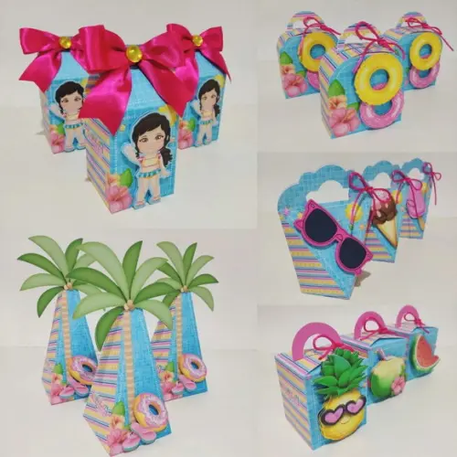 15 Itens Personalizados Caixinhas Pool Party Menina