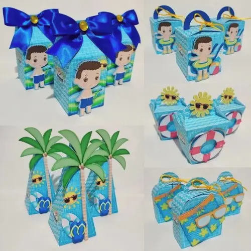 35 Itens Personalizados Caixinhas Pool Party Menino