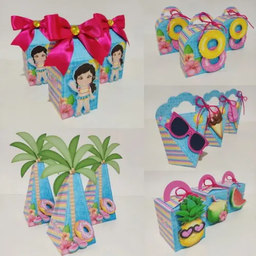 35 Itens Personalizados Caixinhas Pool Party Menina