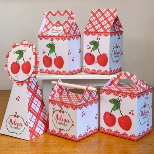 40 Itens Kit de Caixinhas Personalizadas Cerejinha 1 Festas