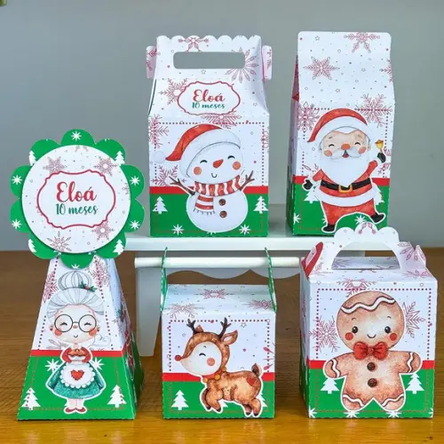 40 Itens Kit de Caixinhas Personalizadas Natal 2 Festas