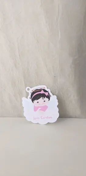 50 Tags de Agradecimento Anjinha Batizado Menina
