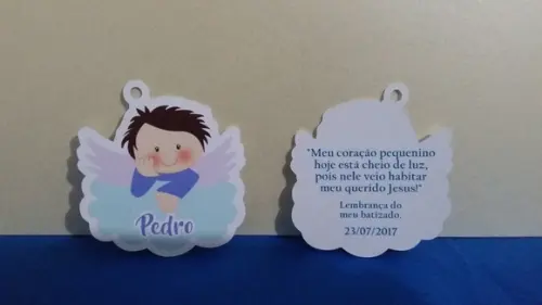 60 Tags de Agradecimento Anjinhos Menino Batizado