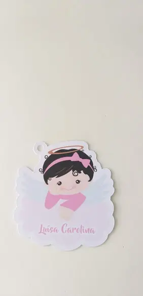 50 Tags de Agradecimento Anjinha Batizado Menina