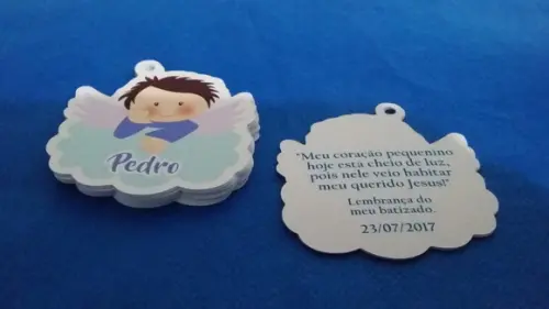 60 Tags de Agradecimento Anjinhos Menino Batizado