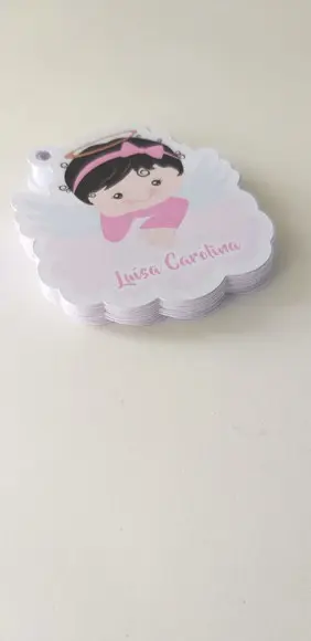 50 Tags de Agradecimento Anjinha Batizado Menina