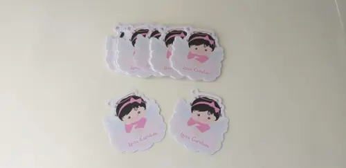 50 Tags de Agradecimento Anjinha Batizado Menina