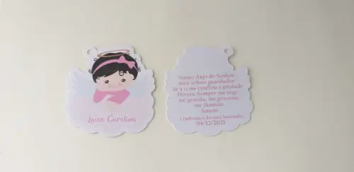 50 Tags de Agradecimento Anjinha Batizado Menina
