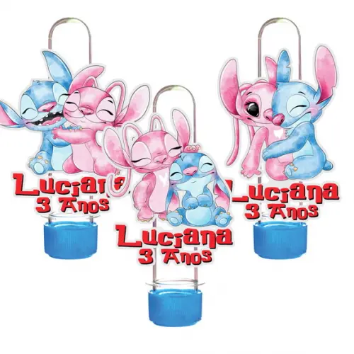 Apliques para Tubetes Stitch Angel- 50 Unidades