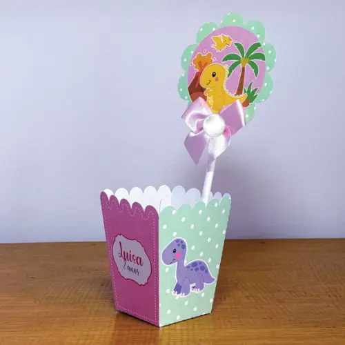 Centro de Mesa Cachepô Dino Baby Rosa