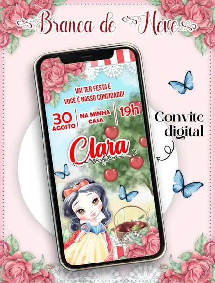 Convite Digital Branca de Neve
