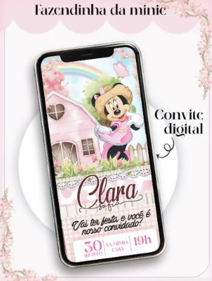 Convite Digital Fazendinha da Minnie