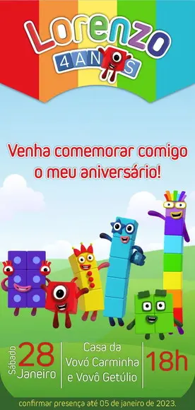 Convite Digital Numberblocks