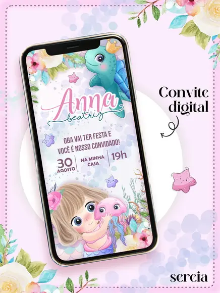 Convite Digital Sereia Cut