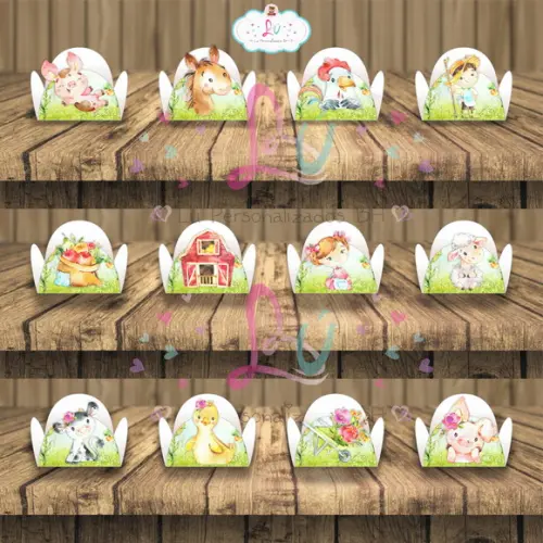 Forminhas para Doces Fazendinha Menina e Menino 50 Unids