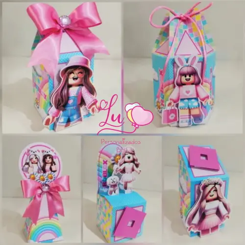 Kit Festa 15 Lembrancinhas Caixinhas Roblox Menina 1-3d