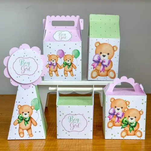 Kit Festa 20 Itens Chá Revelação Verde e Lilás 2