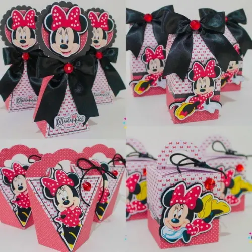 Kit Festa 35 Lembrancinhas Personalizadas Minnie Vermelha