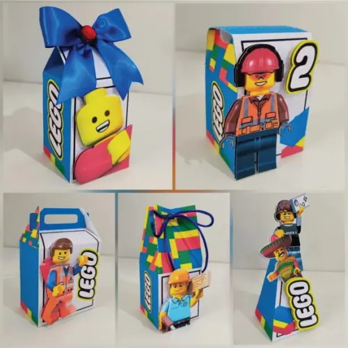 Kit Festa 40 Lembrancinhas Caixinhas Lego Menino 3d