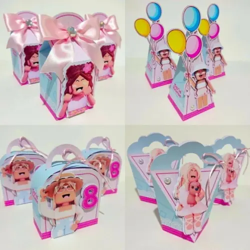 Kit Festa 50 Lembrancinhas Caixinhas Roblox Menina 2-3d