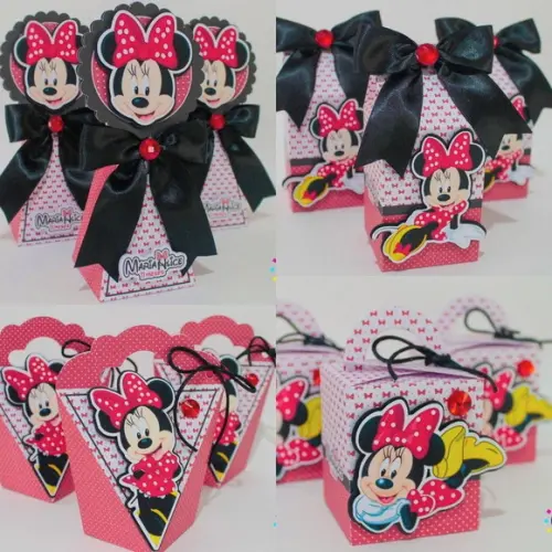Kit Festa 50 Lembrancinhas Personalizadas Minnie Vermelha