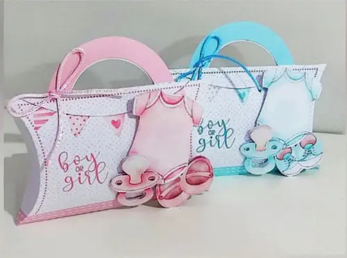 Kit Festa Lembrancinhas Azul e Rosa Chá Revelação 15 Peças