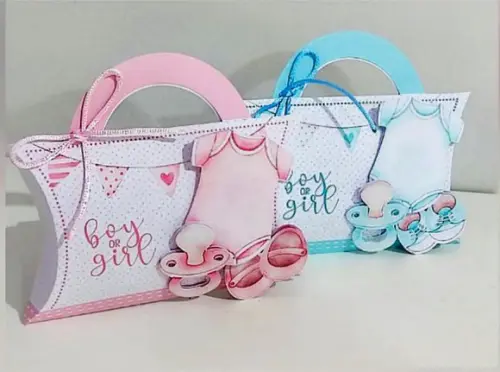 Kit Festa Lembrancinhas Azul e Rosa Chá Revelação 40 Peças