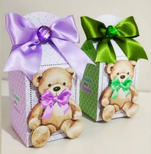 Kit Festa Lembrancinhas Lilás e Verde Chá Revelação 15 Peças