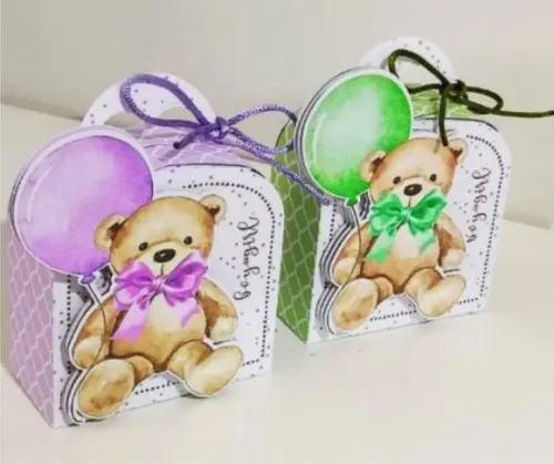 Kit Festa Lembrancinhas Lilás e Verde Chá Revelação 15 Peças
