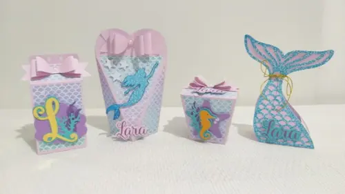 Kit Festa Lembrancinhas Personalizadas Sereia Luxo Rosa 3d
