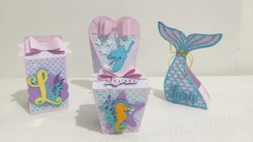 Kit Festa Lembrancinhas Personalizadas Sereia Luxo Rosa 3d