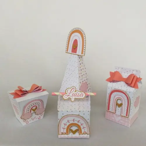 Kit Festa Personalizada Arco-íris Boho - 15 Itens- 3d