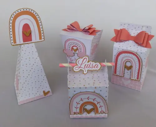 Kit Festa Personalizada Arco-íris Boho - 30 Itens- 3d