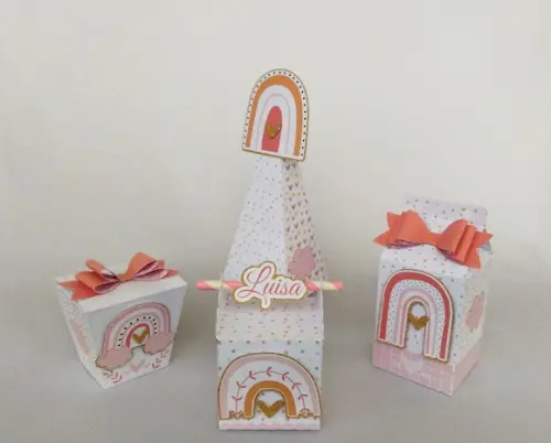 Kit Festa Personalizada Arco-íris Boho - 20 Itens- 3d