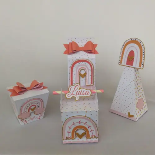 Kit Festa Personalizada Arco-íris Boho -25 Itens- 3d