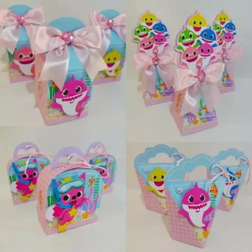Kit Festa Personalizada Baby Shark Menina 2- 50 Peças