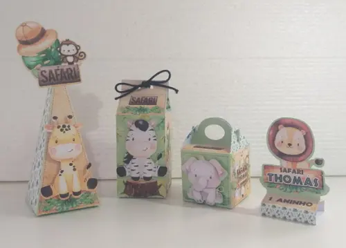 Kit Festa Personalizada Caixinhas Safari Aquarela 1-35 Itens