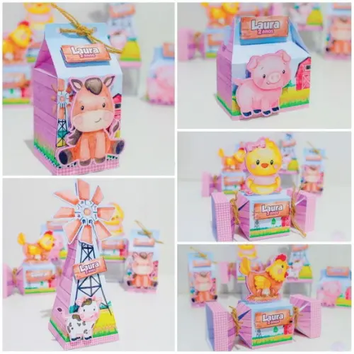 Kit Festa Personalizada Fazendinha Menina 4 - 40 Itens