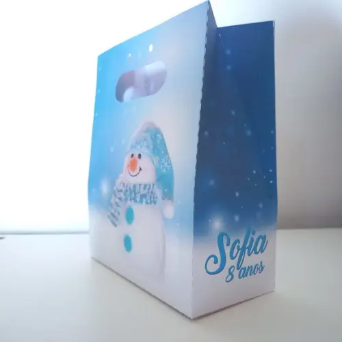 Sacolinha Personalizada Inverno Gelo Boneco de Neve