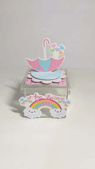 Tags 3d para Caixinhas Acrílicas Chuva de Amor-30 Unidades