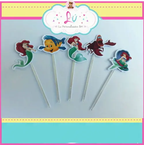 Topper para Docinhos Pequena Sereia- 50 Unidades
