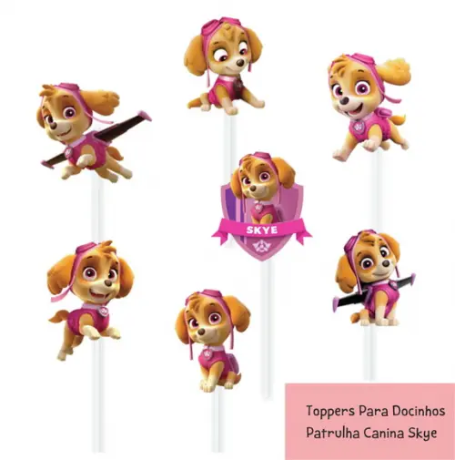 Toppers para Docinhos Patrulha Menina- 50 Unidades