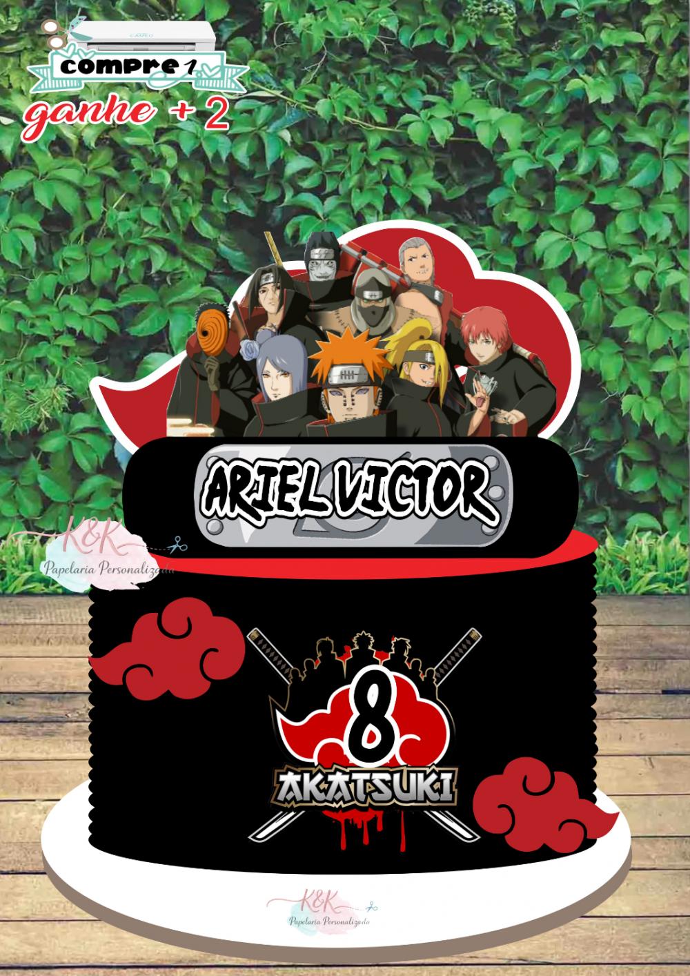 Arquivo de corte Topo de bolo  Ninja Naruto preto 2