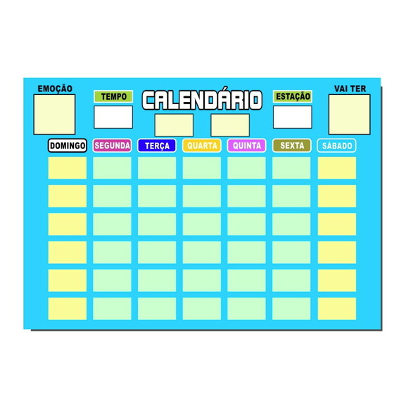 Calendário Educativo Infantil Imã com Caneta - Azul Claro