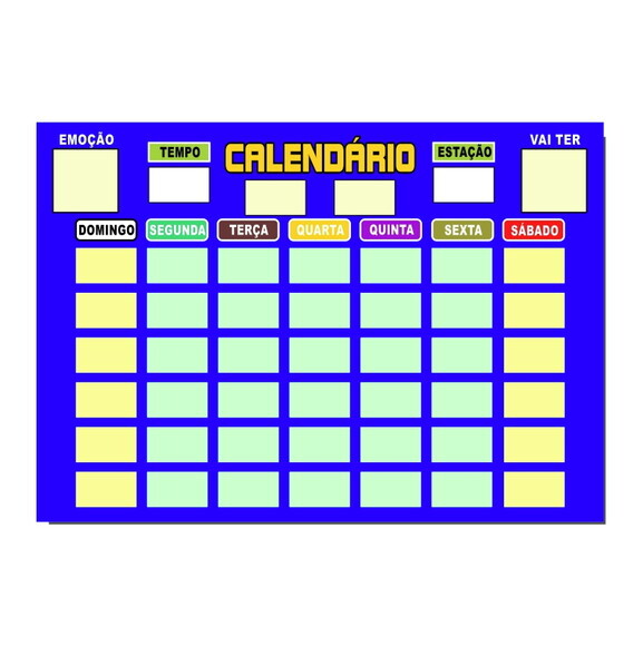 Calendário Educativo Infantil Imã com Caneta - Azul Royal
