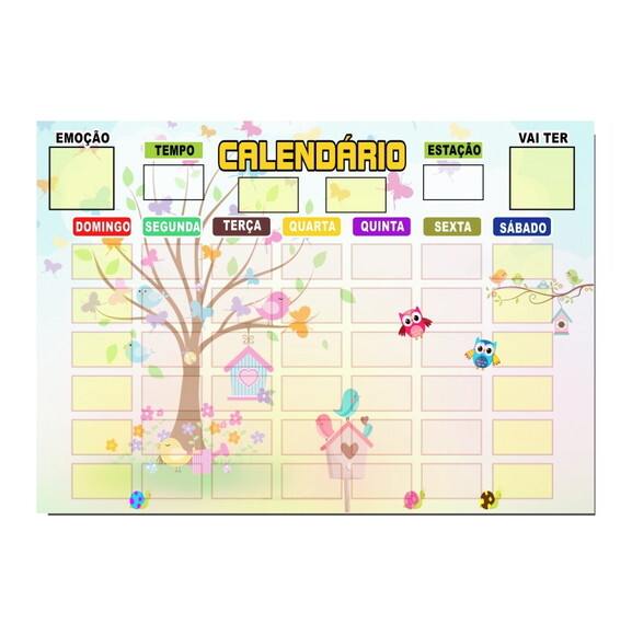 Calendário Educativo Infantil Imã com Caneta - Jardim