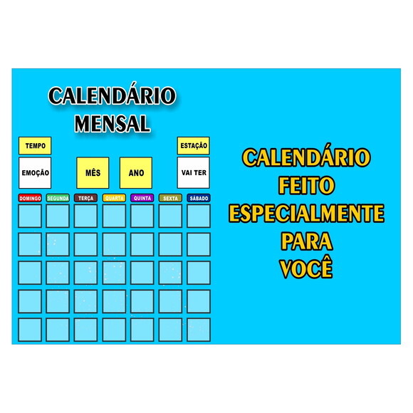 Calendário Infantil - Mensal - Magnético - Grande - Azul