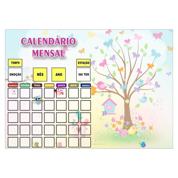 Calendário Infantil - Mensal - Magnético - Grande - Jardim