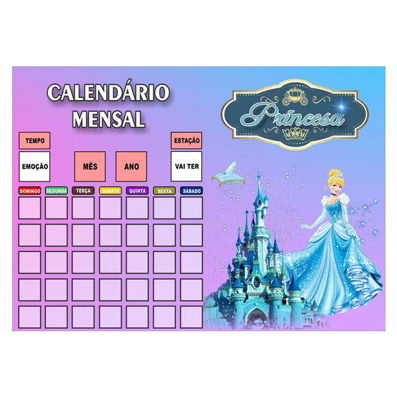 Calendário Infantil - Mensal- Magnético - Grande - Cinderela